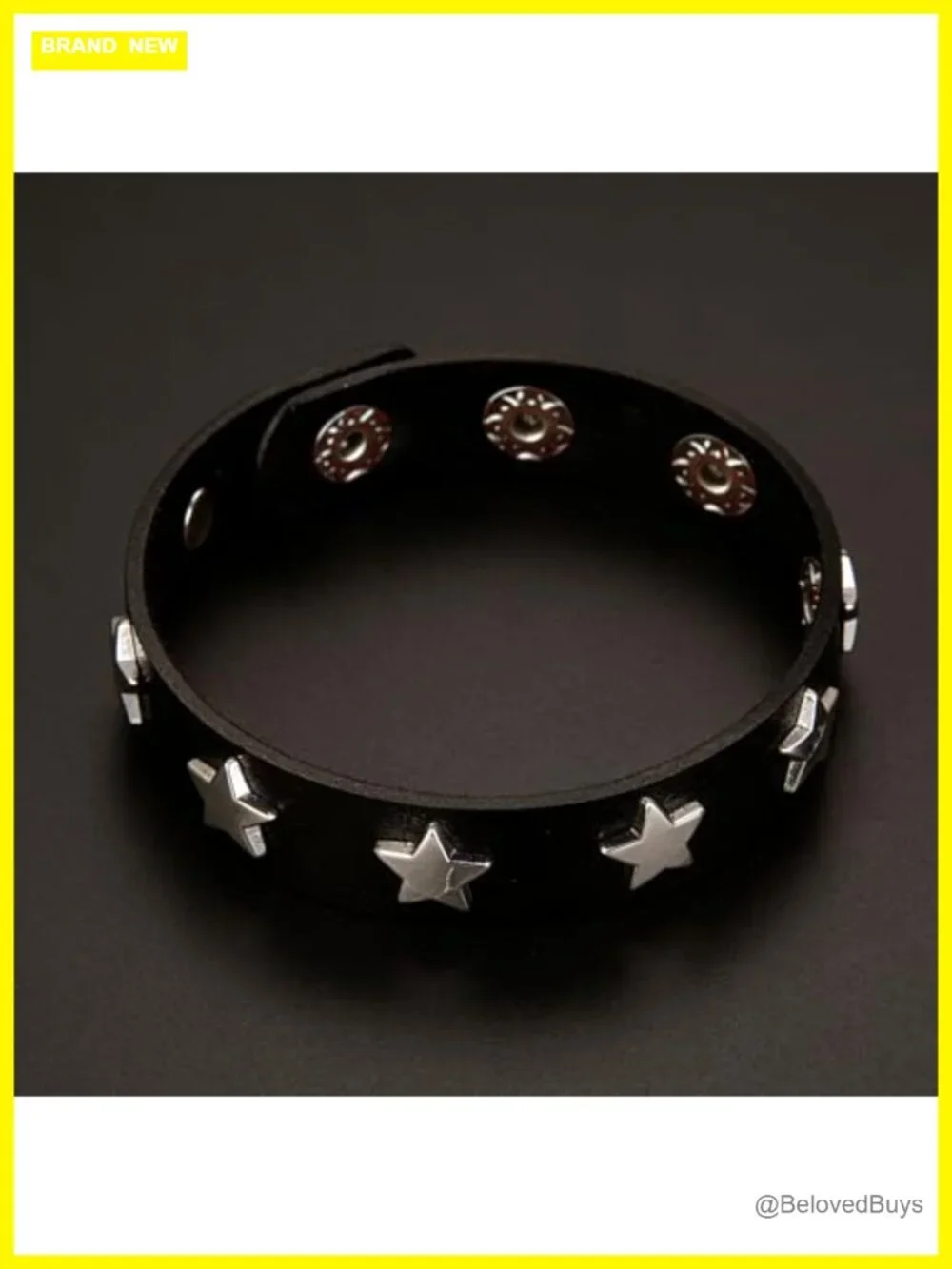 Faux Leather Studded Star Bracelet Adjustable Punk Gothic Wrap
